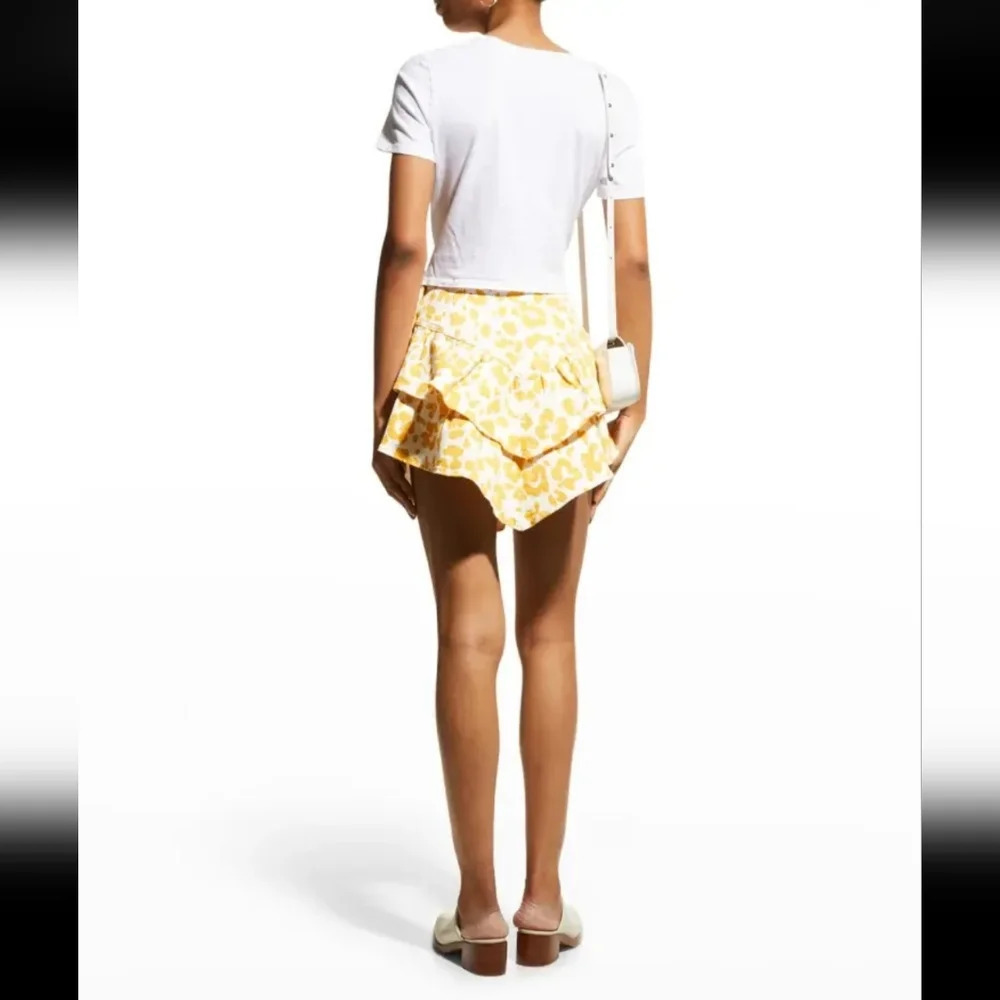 MOTHER, The Ruffle Leopard Mini Skirt, Yellow and White, Size 30 - Picture 9 of 16